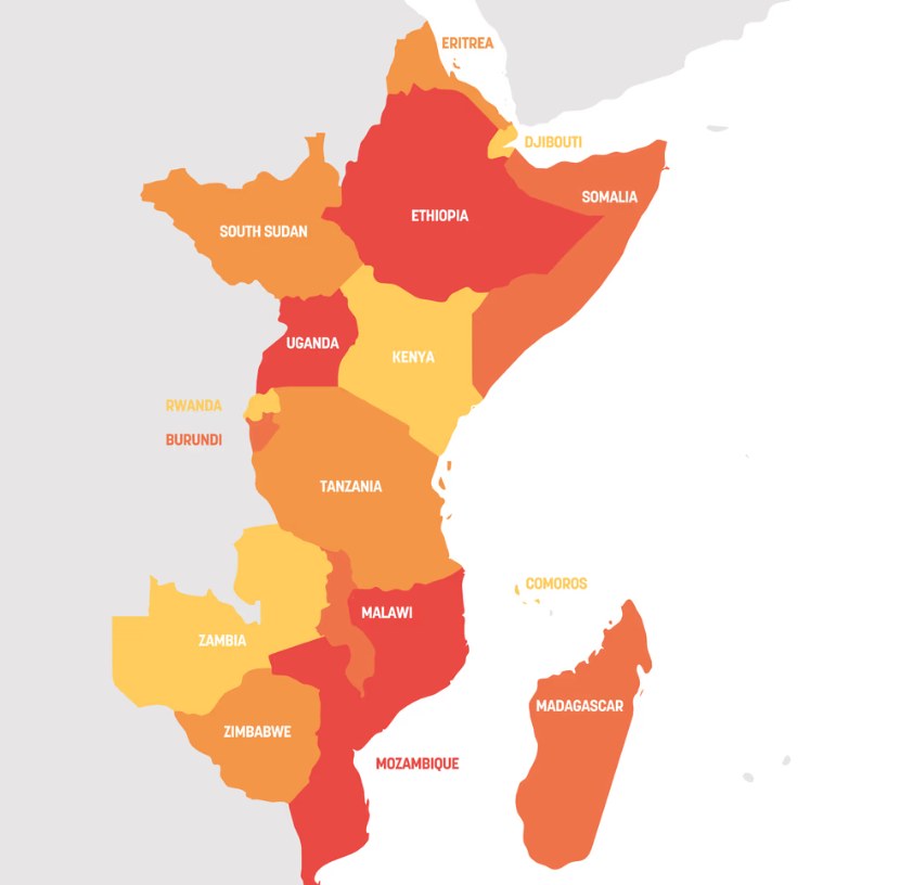 Map of East and Southern Africa